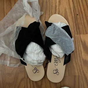 Black, flat sandals